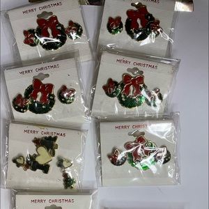 Merry Christmas pins and earrings